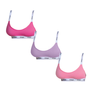 Pyrex Brassiere Donna in Cotone, Art.PRC71 Conf da 3 PZ. Ass (Fucsia - Lilla - Rosa)