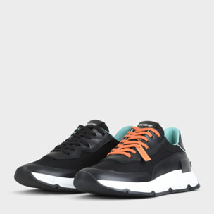 SNEAKER HOMBRE P06 DE MESH ANTE Y PIEL EFECTO ESPEJO NEGRO