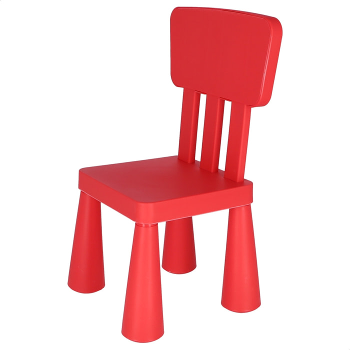 Well home - silla infantil roja en plástico fuerte y resistente, l:38 cm x f:35 cm x h:67 cm