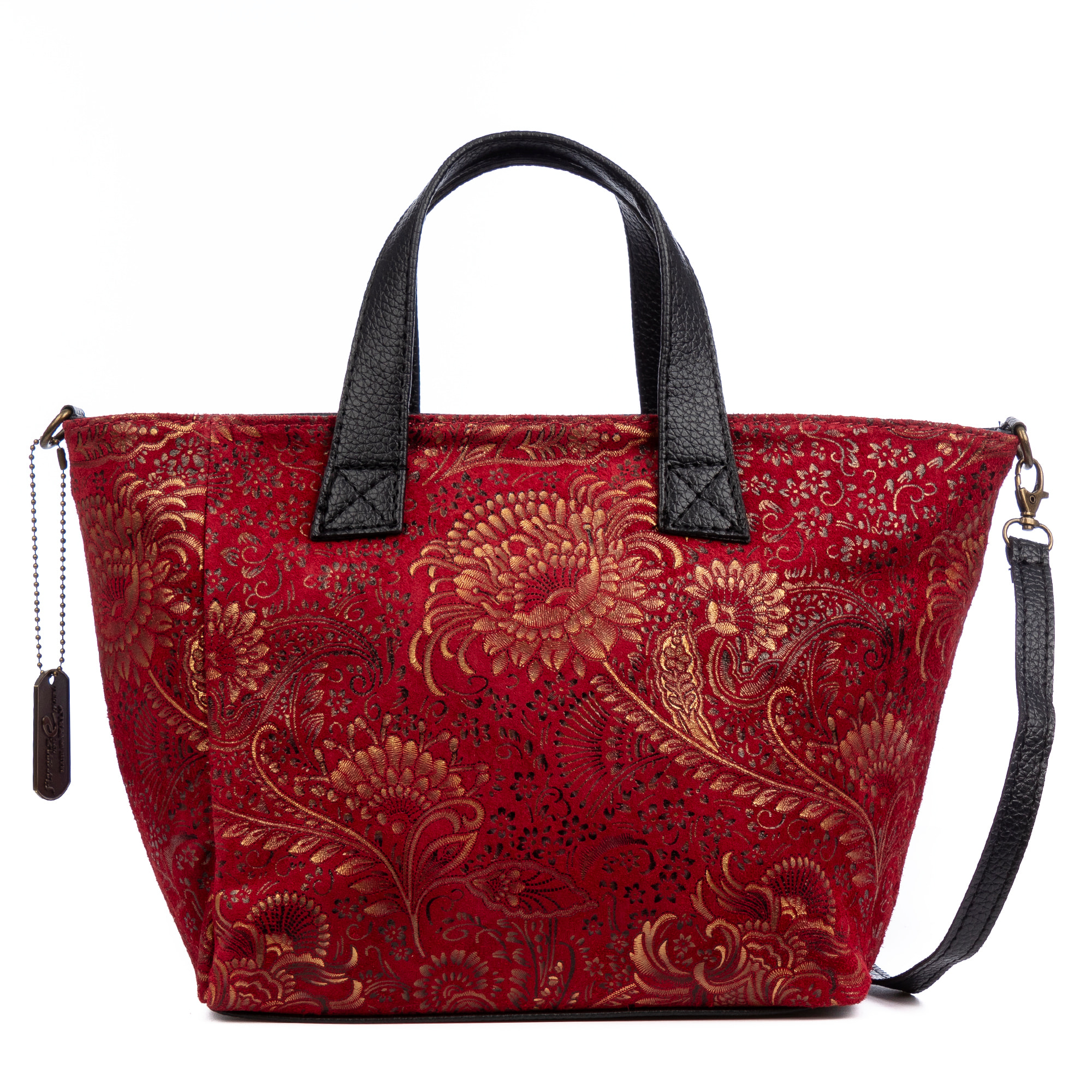 Cassandra bolso tote mujer. Piel auténtica Gamuza estampado arabesco.