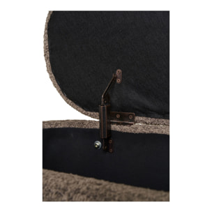 Branca - Panca contenitore in tessuto marrone con gambe in legno naturale 97x40x48 cm