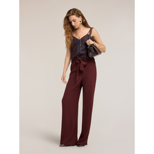 Motivi - Top in pizzo con sottoveste e orlo smerlato - Blu