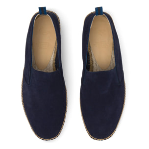 Alpargata joel plana en piel y yute con elásticos laterales