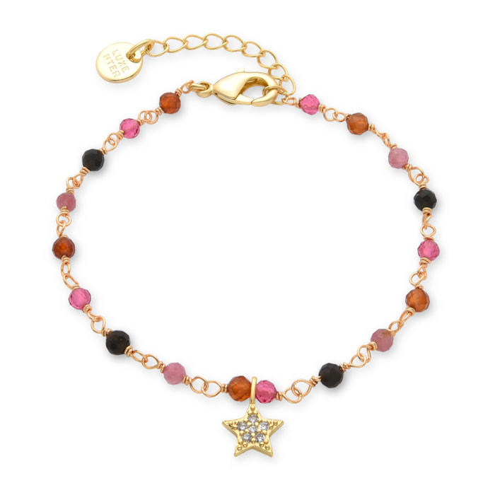 Pulsera de Cristal Multicolor acabada en oro amarillo de 18K