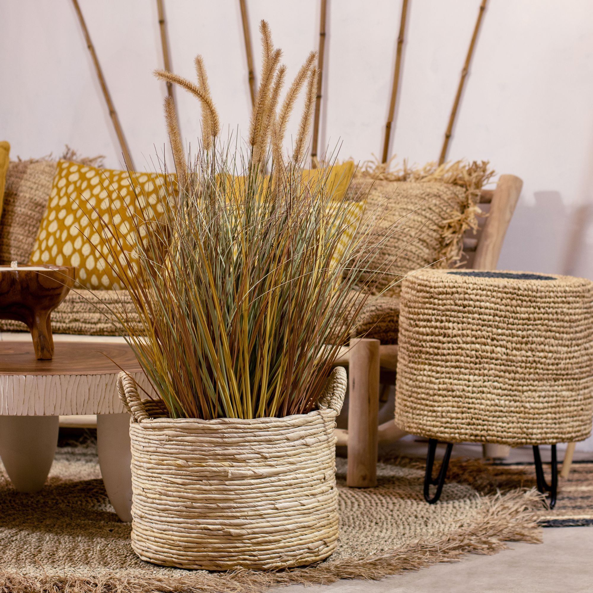 Panier en abaca avec poignées 38cm ABIR