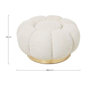 Pouf FLOREL in tessuto effetto bouclé naturale