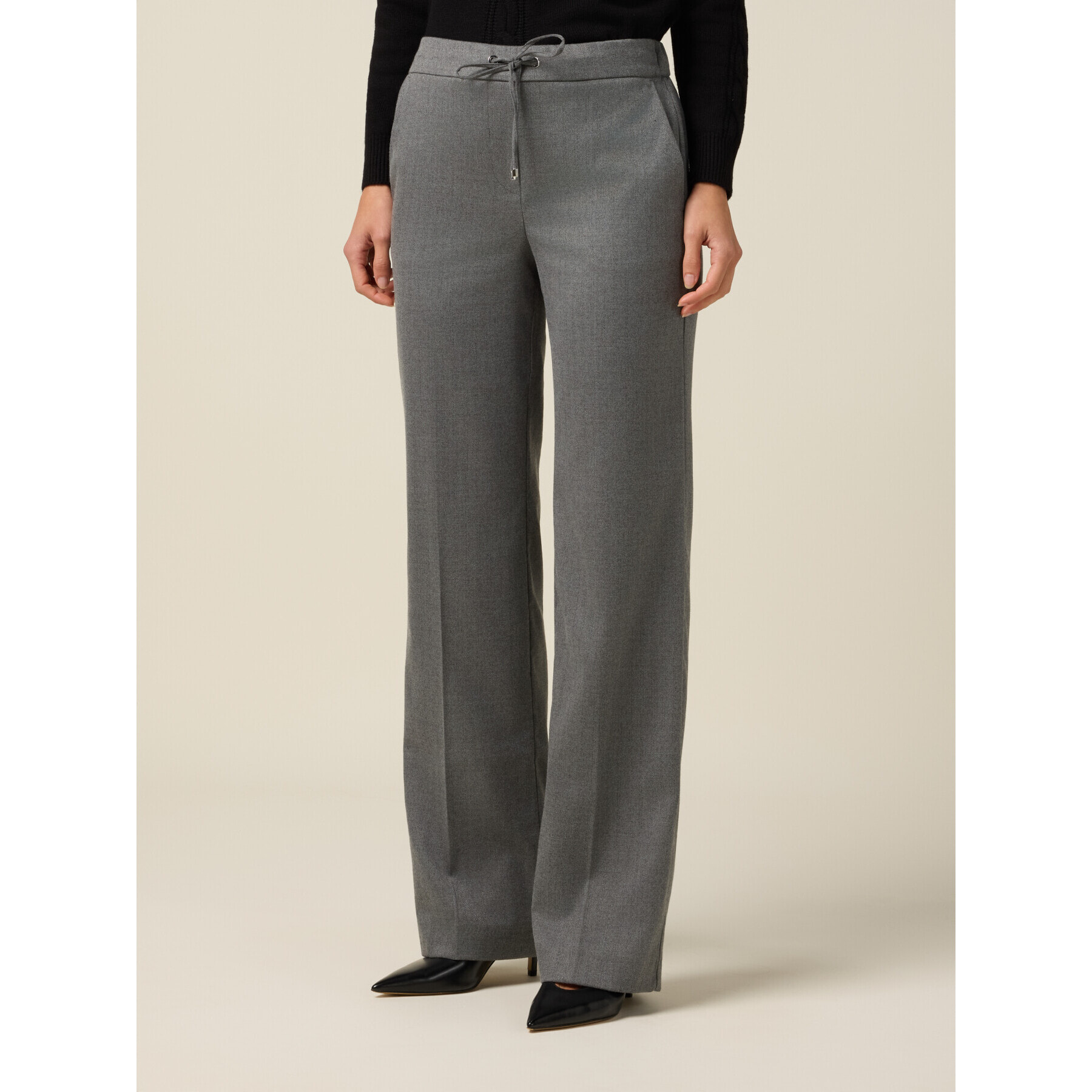 Oltre - Pantaloni in flanella con coulisse - Grigio
