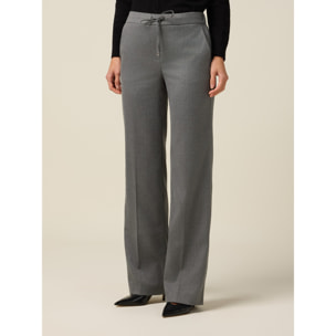 Oltre - Pantaloni in flanella con coulisse - Grigio