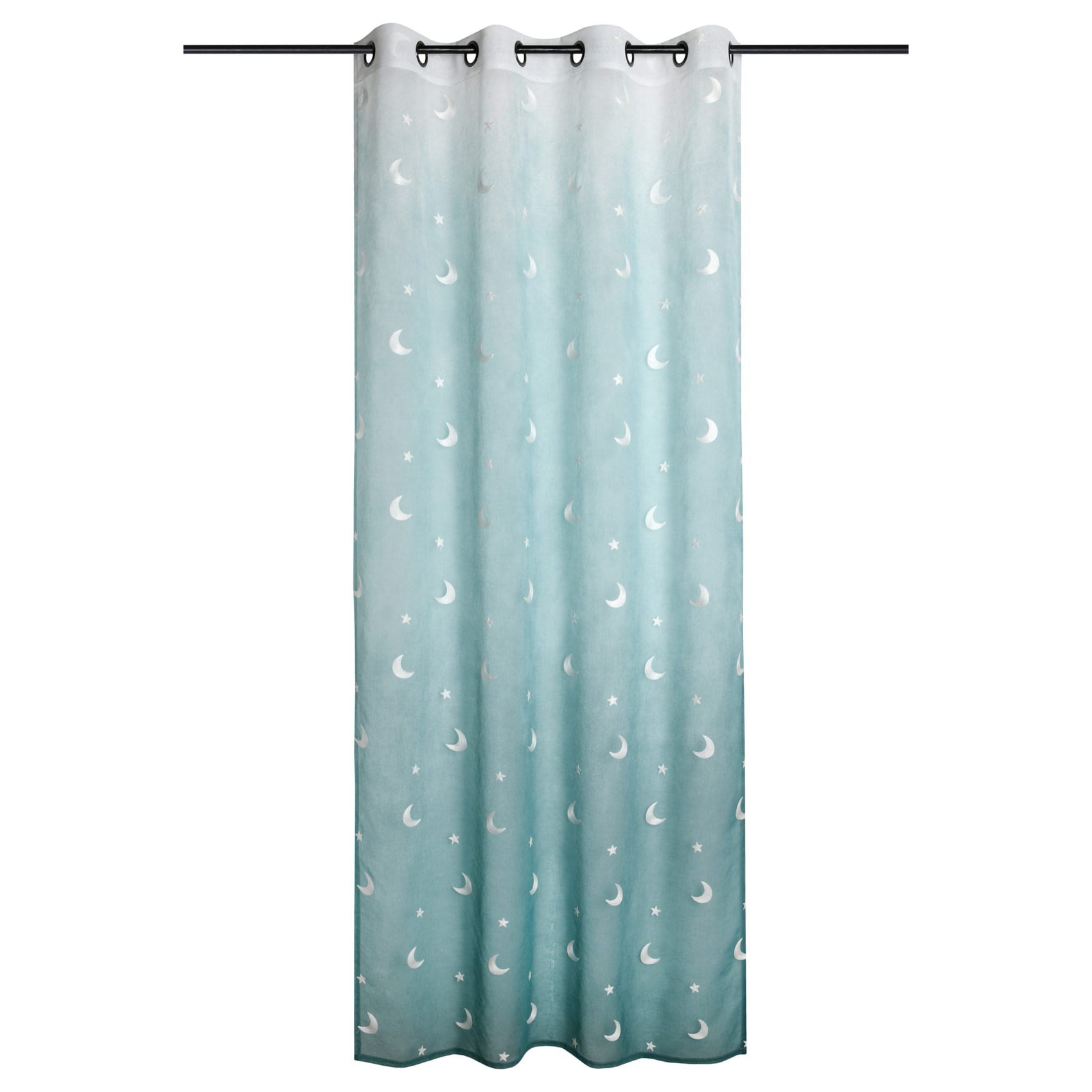 Voilage enfant brodé étoiles et lunes - Vert