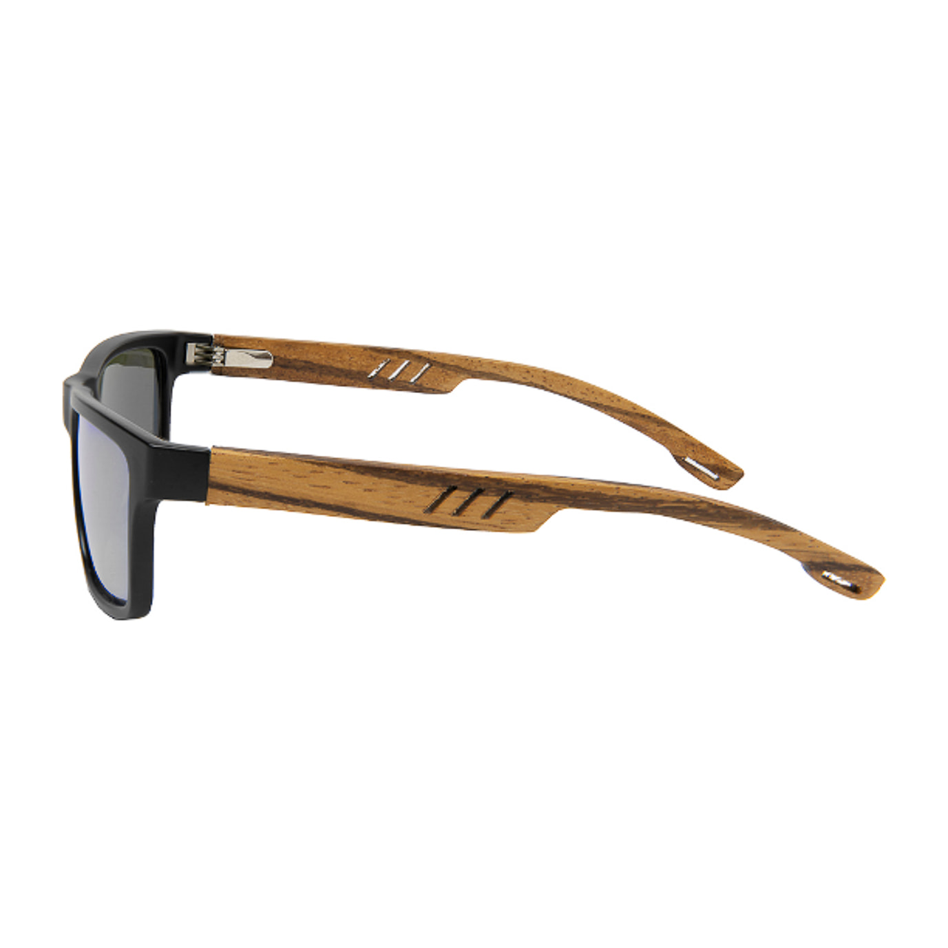 Gafas de sol OCEAN CAIMAN - Frente negro mate con patillas de madera de zebrano / Ahumada