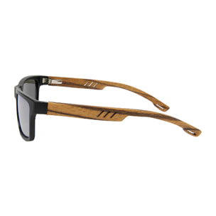 Gafas de sol OCEAN CAIMAN - Frente negro mate con patillas de madera de zebrano / Ahumada
