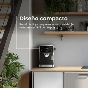 EVVO Cafetera Express Intensa 30. panel táctil a color. 20 bares de presion. Espressos y Capuccinos. 1350W. Doble salida. portafiltros. Depósito de 1.5 l