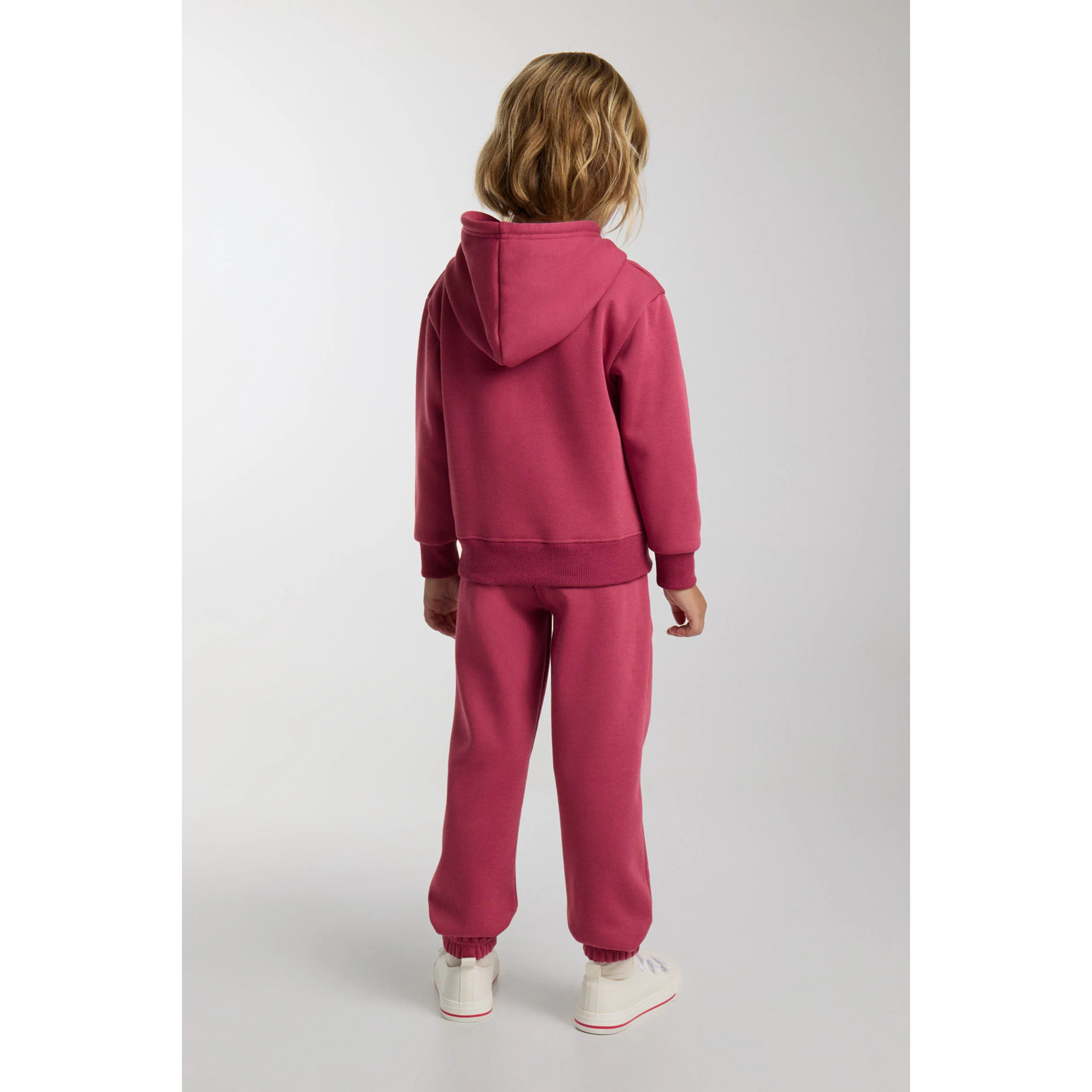 Chándal deportivo de niña afelpado sudadera y jogger rosa