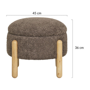 Rosie - pouf - en tissu bouclette - Marron