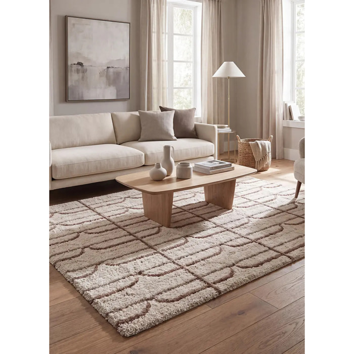EMBER Alfombra infantil shaggy escandinava Crema y Rosa, varias medidas disponibles.