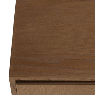 MARIO - Table basse couleur naturelle 2 tiroirs motif arrondi 2 niches