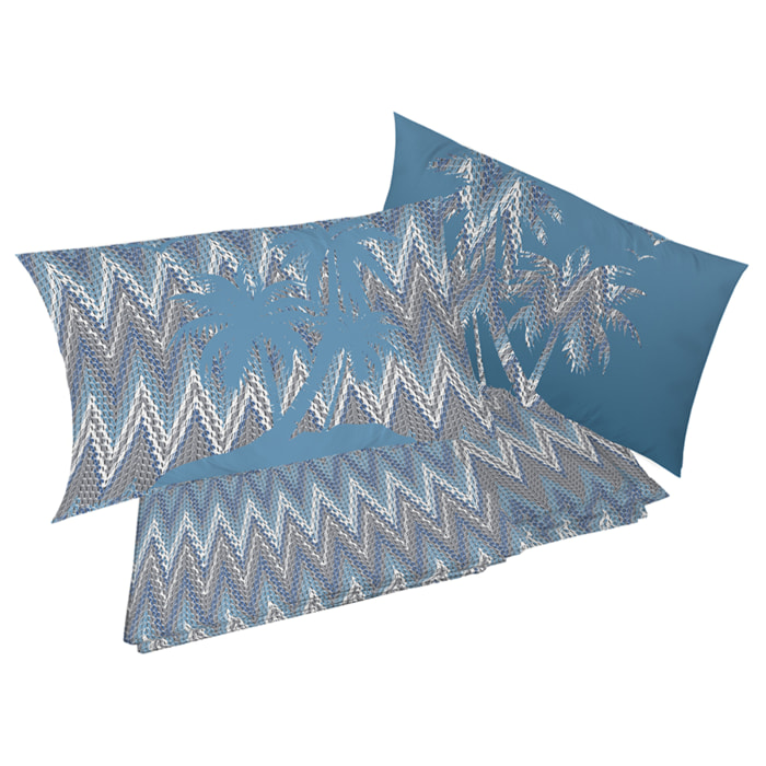 Completo letto palme azzurro