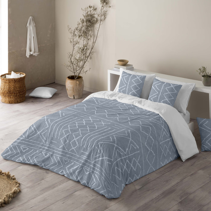 Sandal - Funda Nórdica Estampada - Cierre Solapa - 100% Algodón - Incluye 1/2 Fundas de Almohada - Nauek Grey