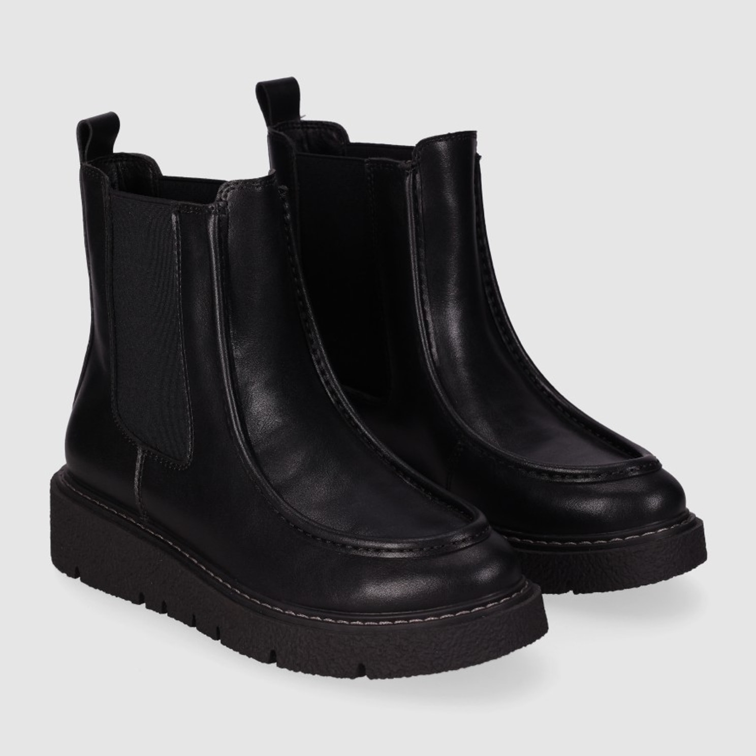 Botines de Piel - Negro - Tacón: Bajo