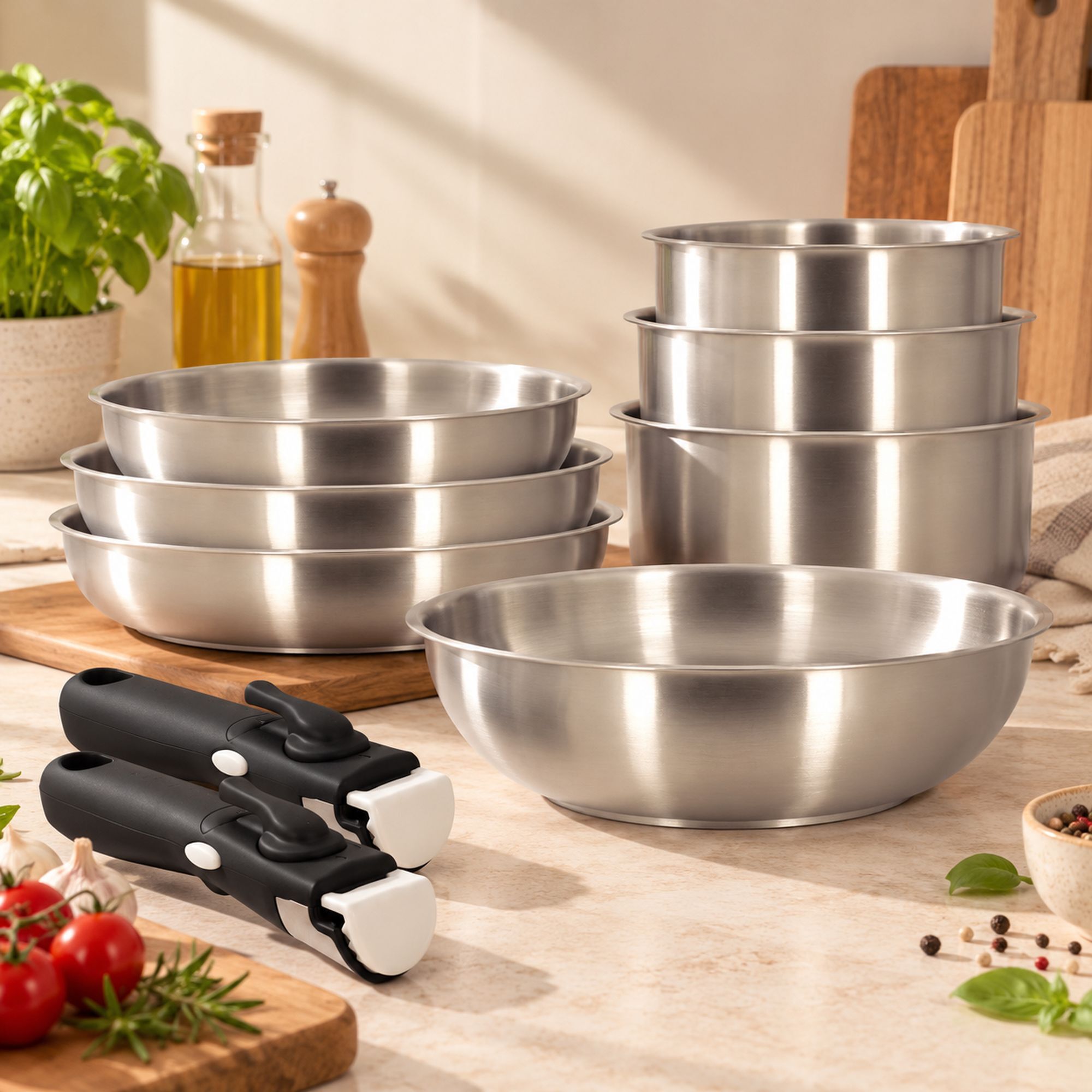 Batterie de cuisine 9 pièces en acier inoxydable - tous feux IRIS