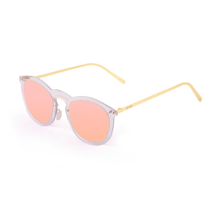 Gafas de sol OCEAN BERLIN - Blanco transparente / Espejada rosa y patillas de metal dorado mate