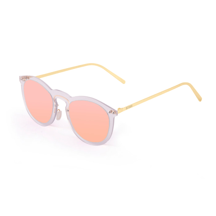 Gafas de sol OCEAN BERLIN - Blanco transparente / Espejada rosa y patillas de metal dorado mate