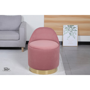 Pouf Girevole Viktor in Velluto Rosa Antico