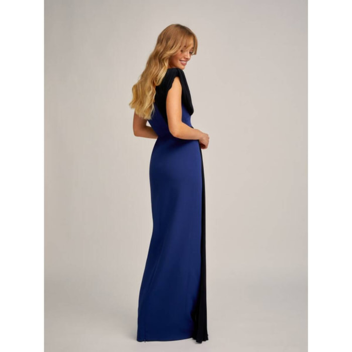 VESTIDO VICTORIA CALEDONIA AZUL NEGRO