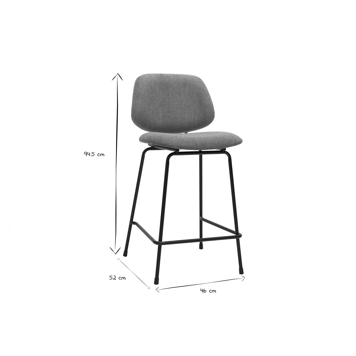 Tabourets de bar en tissu effet velours texturé terre brûlée et métal H66.5 cm BARNET (lot de 2)