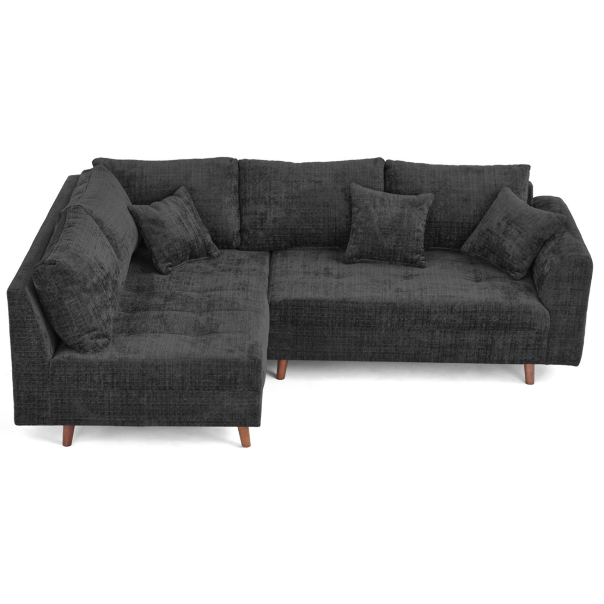 Rune - canapé d'angle gauche 4 places en velours texturé - Gris Anthracite