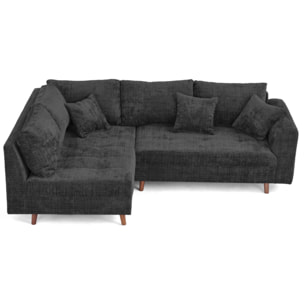 Rune - canapé d'angle gauche 4 places en velours texturé - Gris Anthracite