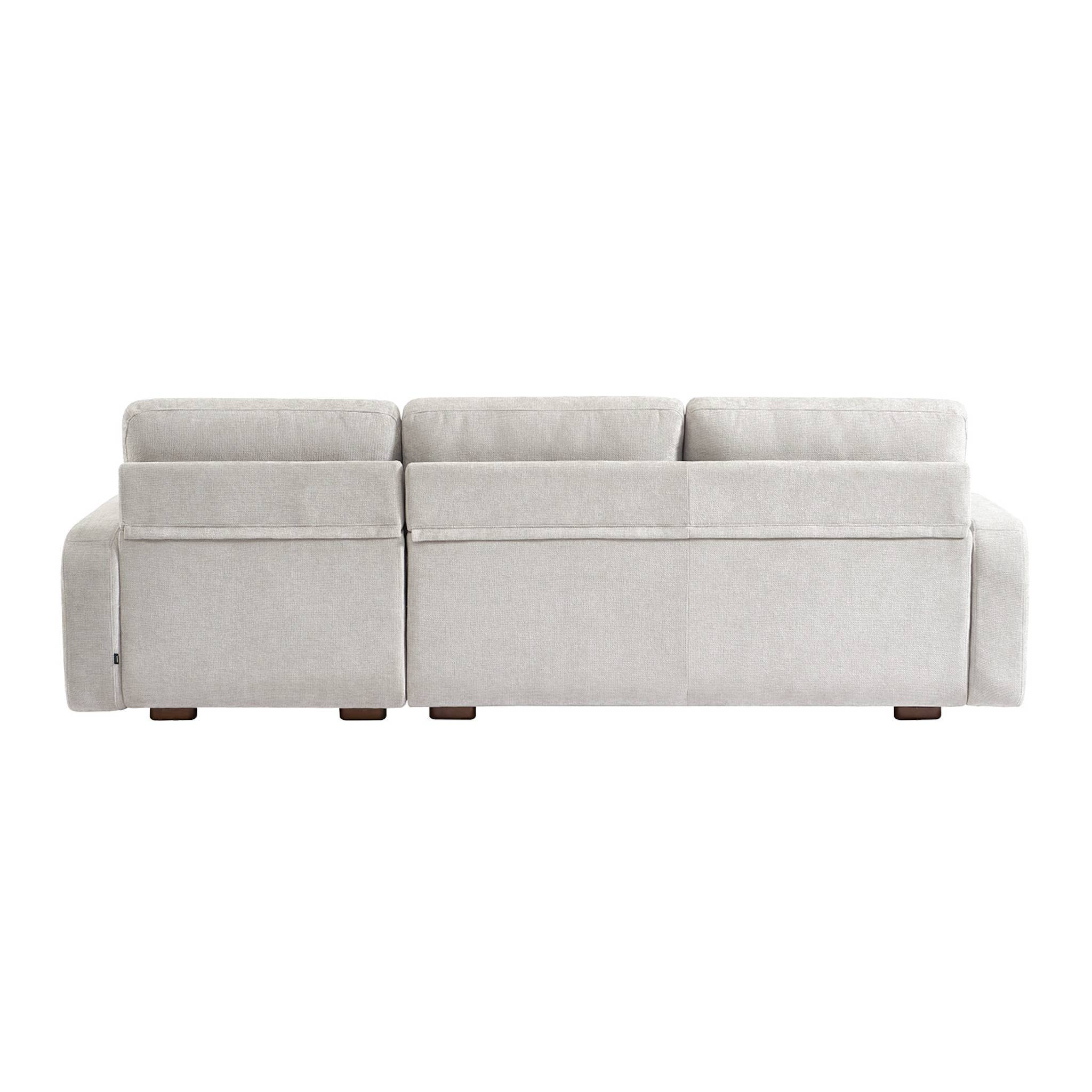 Canapé d'angle droite 3 places tissu gris clair L 260 x P 88 / 139cm / x H 87cm - Dany