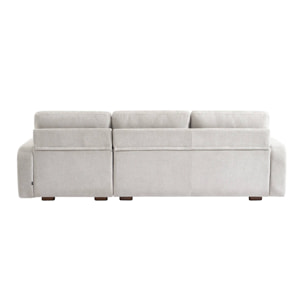 Canapé d'angle droite 3 places tissu gris clair L 260 x P 88 / 139cm / x H 87cm - Dany