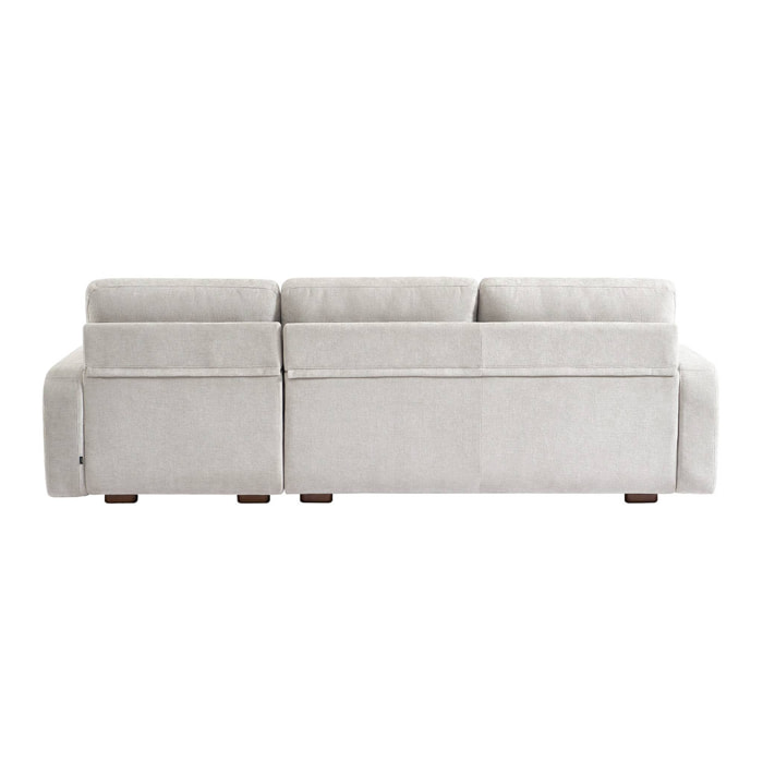 Canapé d'angle droite 3 places tissu gris clair L 260 x P 88 / 139cm / x H 87cm - Dany