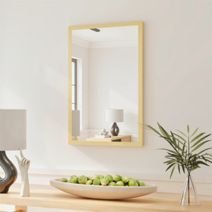 Miroir mural rectangulaire dim. 40L x 60H cm cadre effet bois naturel