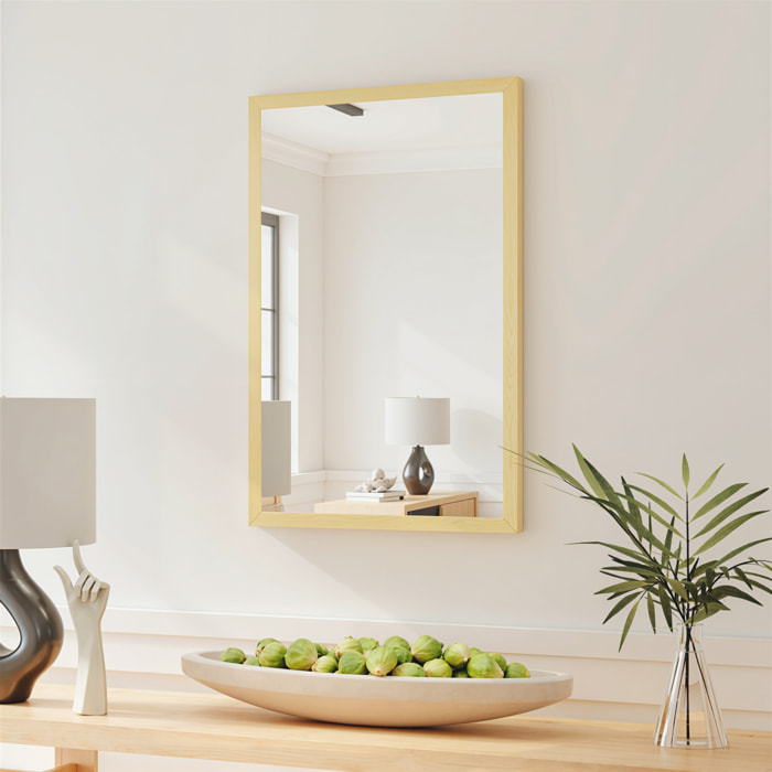 Miroir mural rectangulaire dim. 40L x 60H cm cadre effet bois naturel