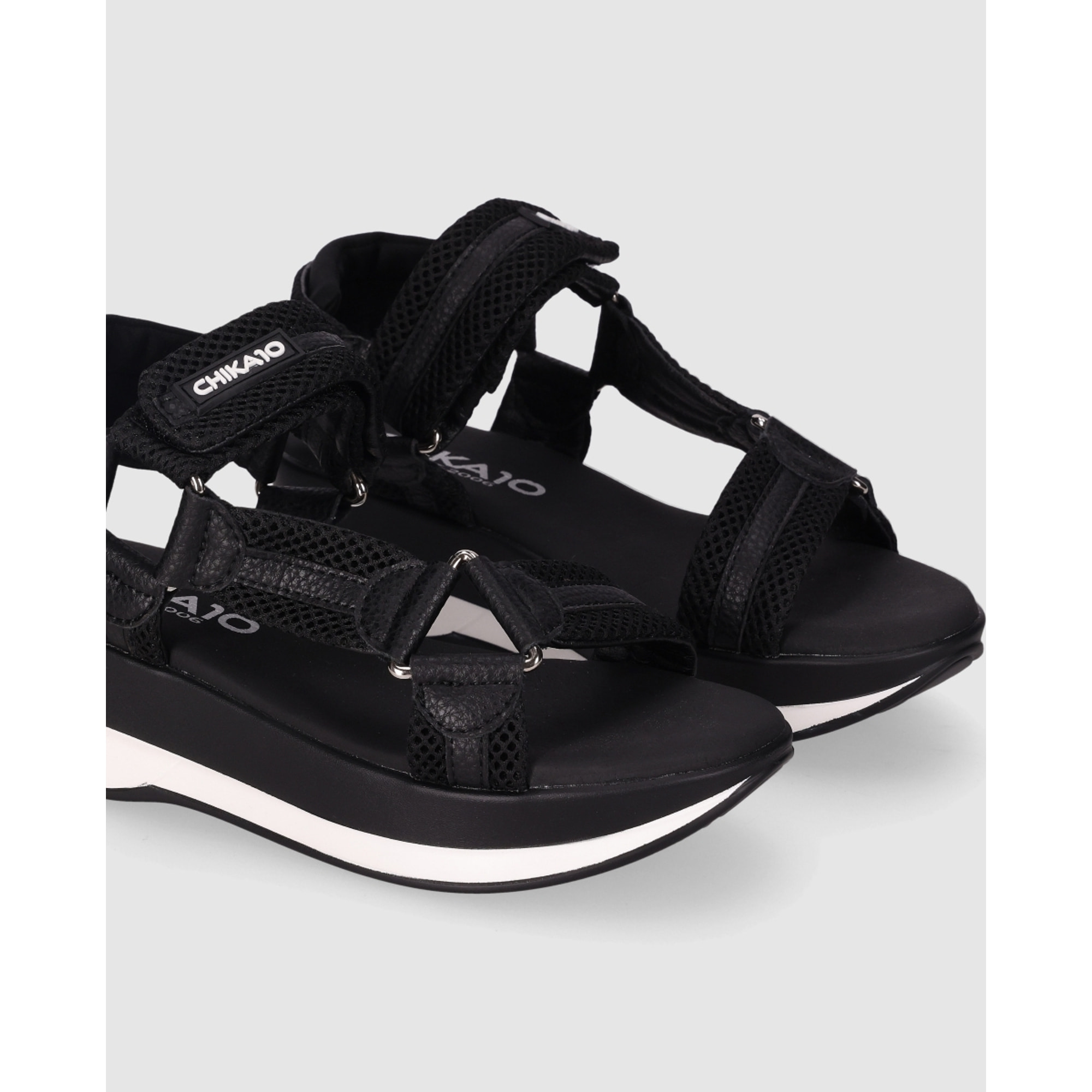 Sandalias de Tejido - Negro - Tacón: 5 cm