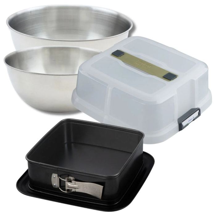 Set de 4 ustensiles de pâtisserie moule à gâteaux bol à mixer et spatule de cuisine Zenker Bake Click and Go