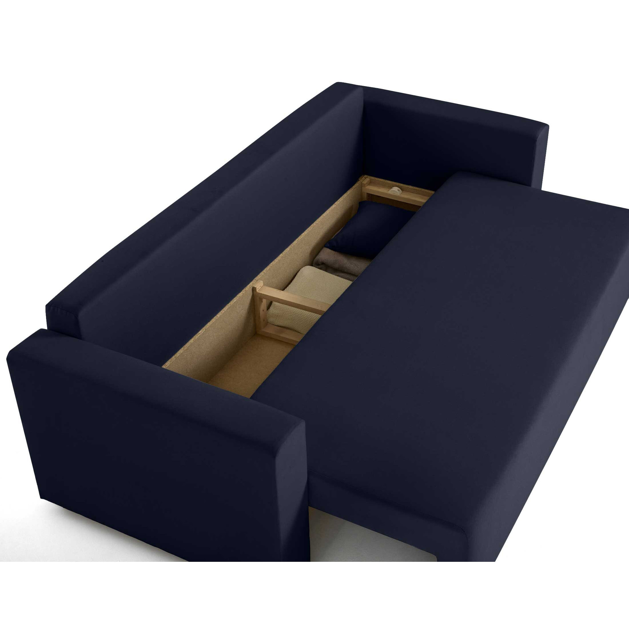 Regala - canapé 3 places - convertible avec coffre - en tissu - Bleu