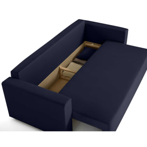 Regala - canapé 3 places - convertible avec coffre - en tissu - Bleu