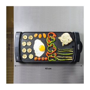 Plancha de Asar, Grill Eléctrico Black and Water 2500. 2150 W, Revestimiento Ant