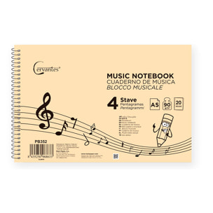 PACK 12 UNITA' QUADERNO MUSICA 4 PENTAGRAMMI A5 CERVANTES