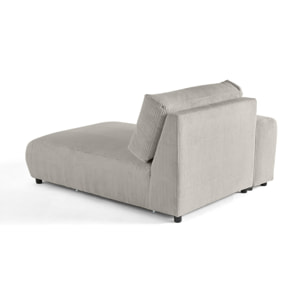 Garance - module d'assise méridienne gauche - en velours côtelé - Gris clair