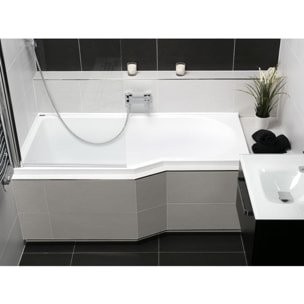 160x80 cm Beata Plus baignoire bain douche asymétrique acrylique positionnement gauche, sans pieds, blanc (BE1600LPLUS)