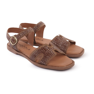 SANDALO H FLAT INTRECCIATO TESTA DI MORO