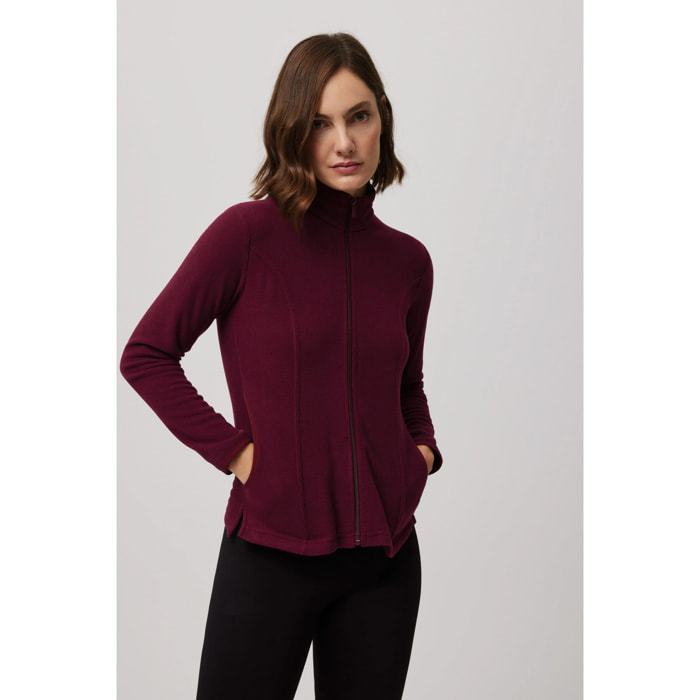 Giacca in pile color castagna da donna