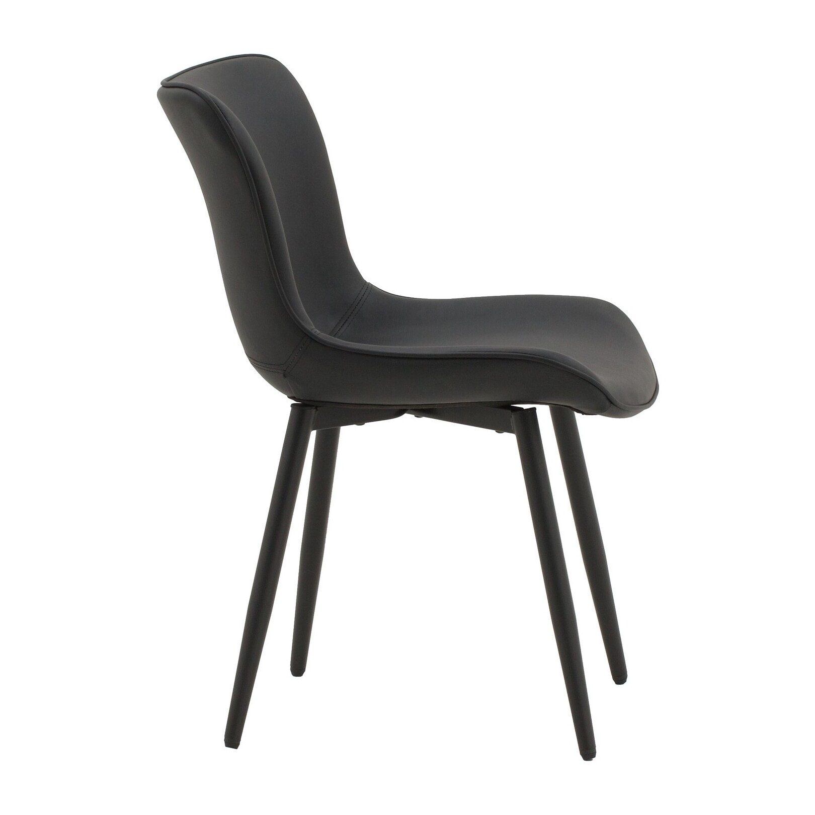 Set di 2 sedie KUDI CHIN in similpelle nero e gambe in metallo nero