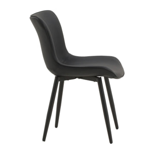 Set di 2 sedie KUDI CHIN in similpelle nero e gambe in metallo nero