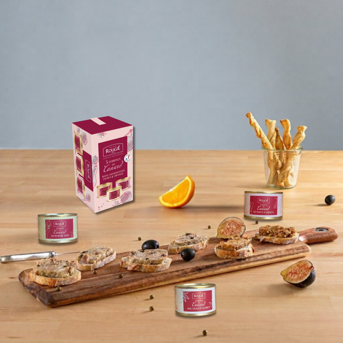 Lot de 4 coffrets Mini Baguette - Assortiment de 3 terrines de canard - 4x195g