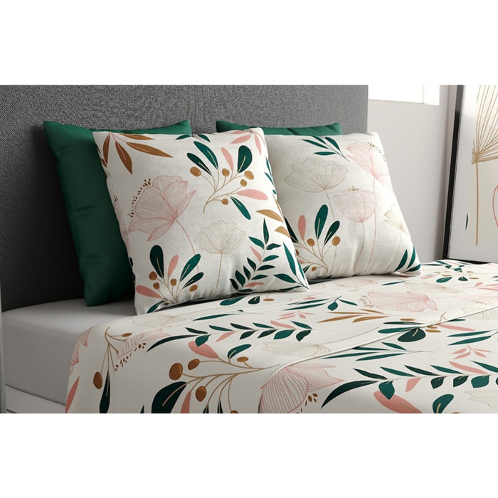 Parure De Drap 3pcs avec Drap Housse 90x190cm 100% Coton 57fils-kano